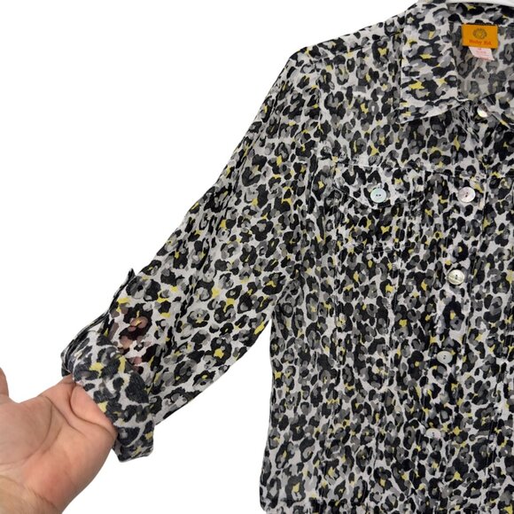 Ruby Rd. Womens Leopard Print Button-Up Shirt With 3/4 Sleeves Size 12 - Picture 7 of 11
